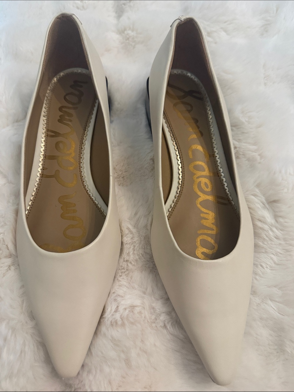 Brand New Sam Edelman Ivory Pointed-Toe Ballet Flats